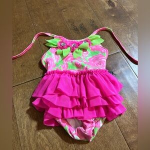 Ricrac & ruffles swimsuit one piece girls size 2t